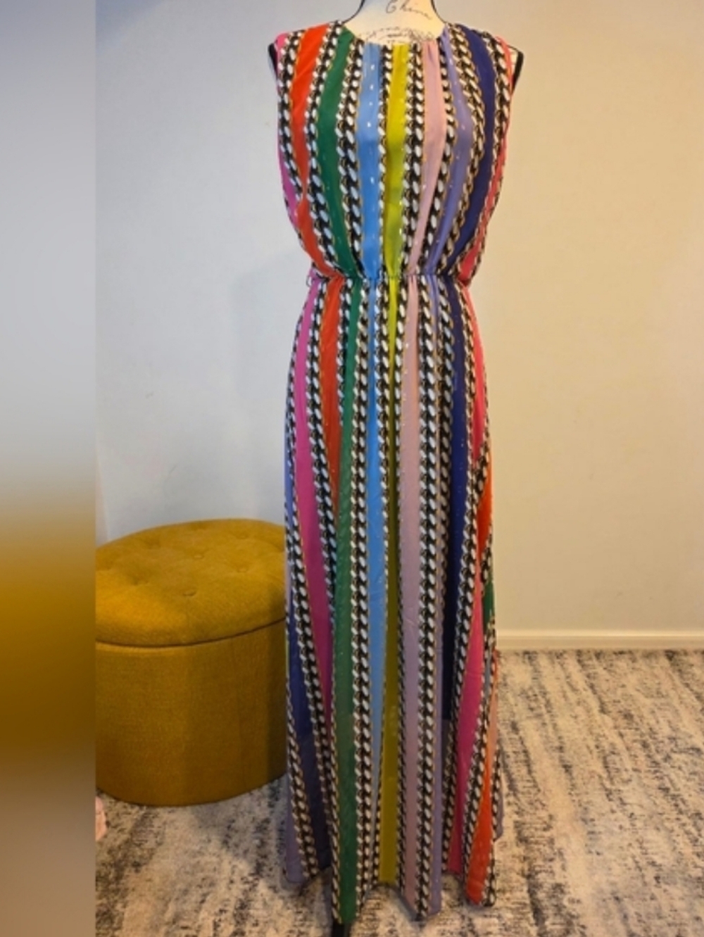 Marco Bologna Multicolor Striped Sleeveless Maxi Dress, Size S/M - Picture 16 of 16